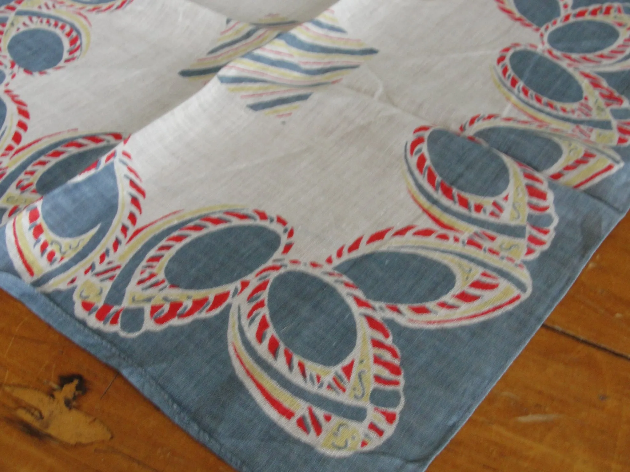1940s UNIQUE Geometric Style Hanky,Handkerchief to Frame,Vintage Linen Printed Hanky,Collectible Vintage Hankies