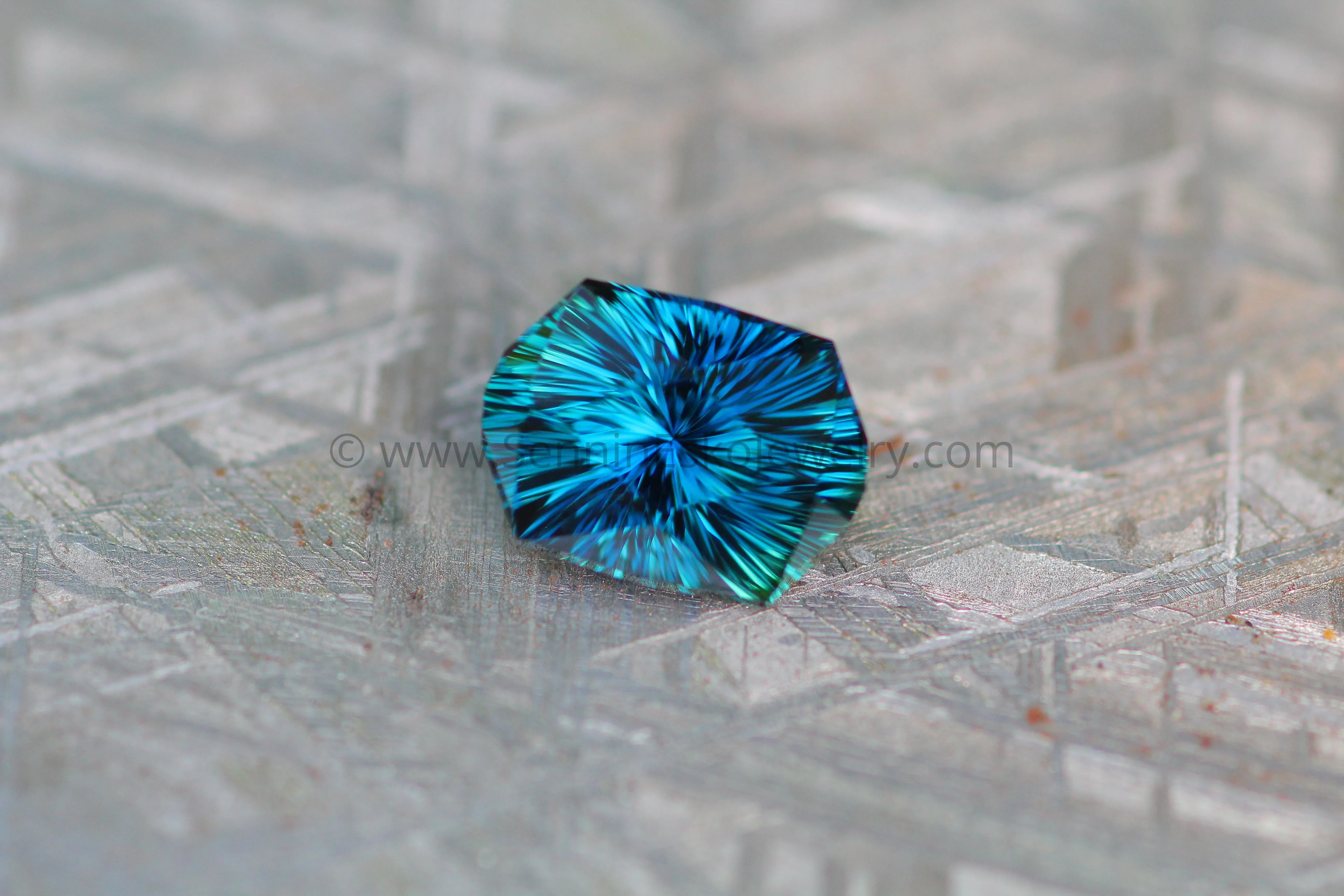 2.6 carat Parti Blue/Green Sapphire Shield - Fantasy Cut, 9.6x7.1mm
