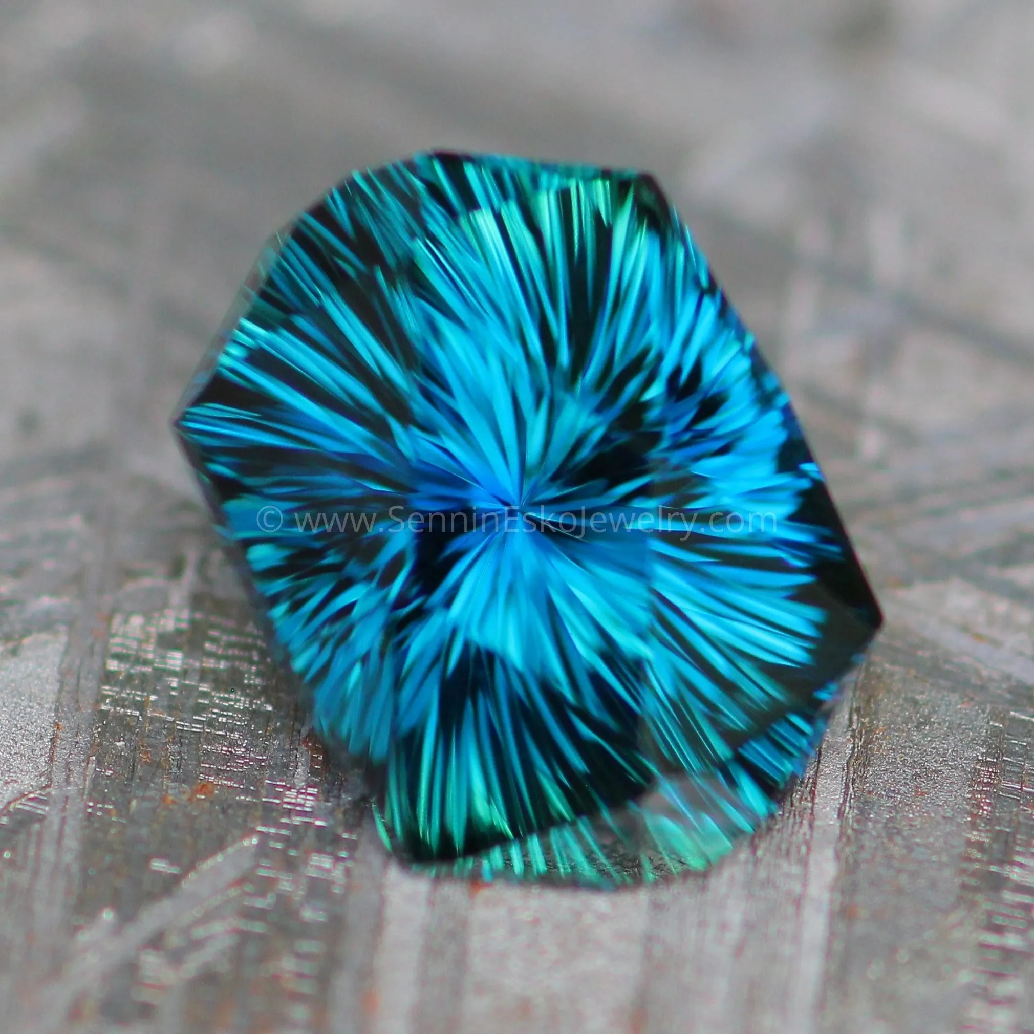 2.6 carat Parti Blue/Green Sapphire Shield - Fantasy Cut, 9.6x7.1mm