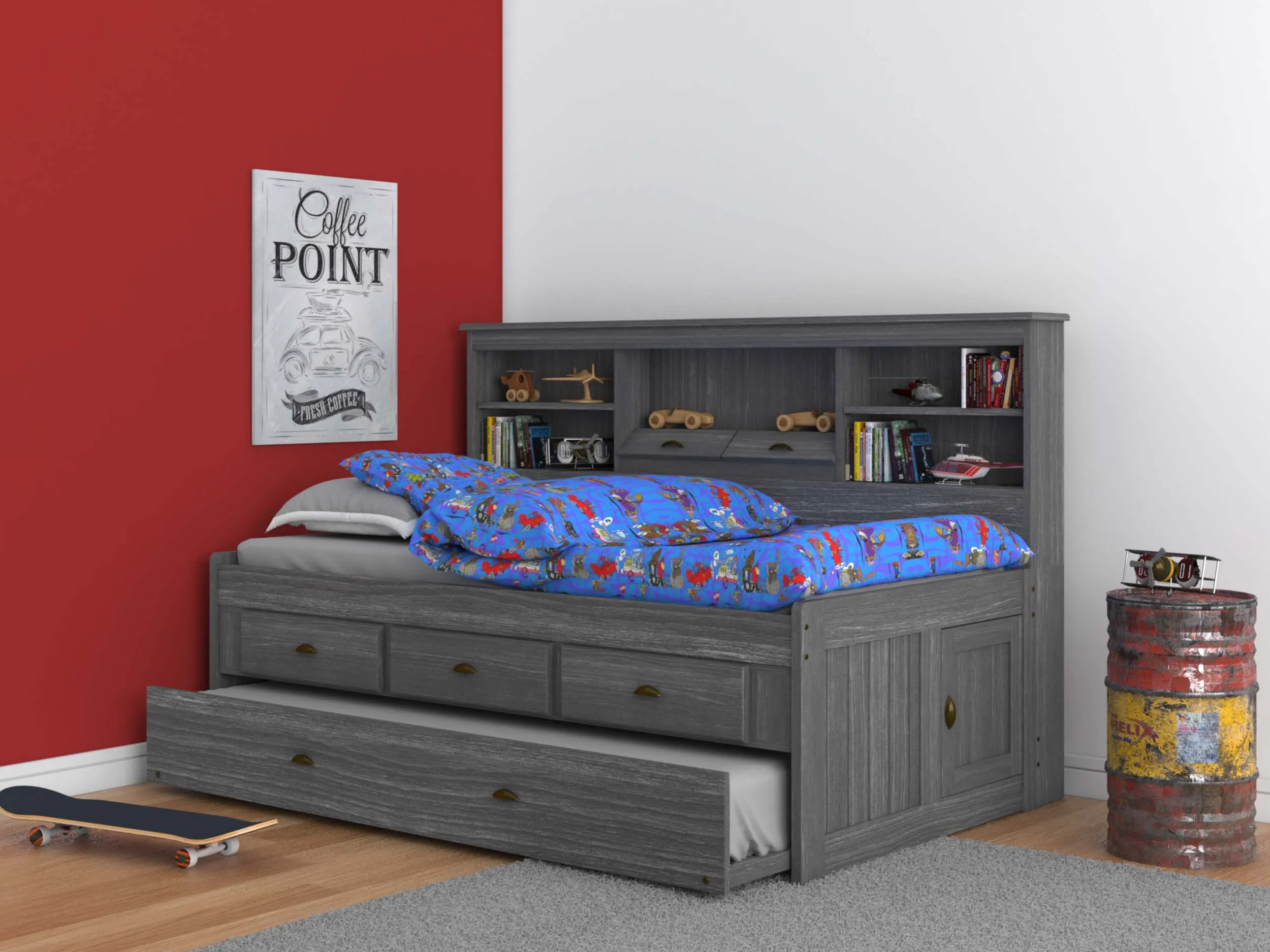 4222 - Twin Bookcase Daybed Gray (Hardware Kit)