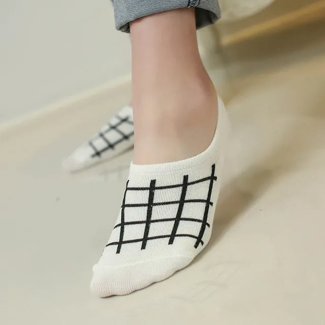 5 styles Invisible Socks Silica Gel Pure Cotton Woman Socks Female Cotton Low Cut Ankle Socks caji08