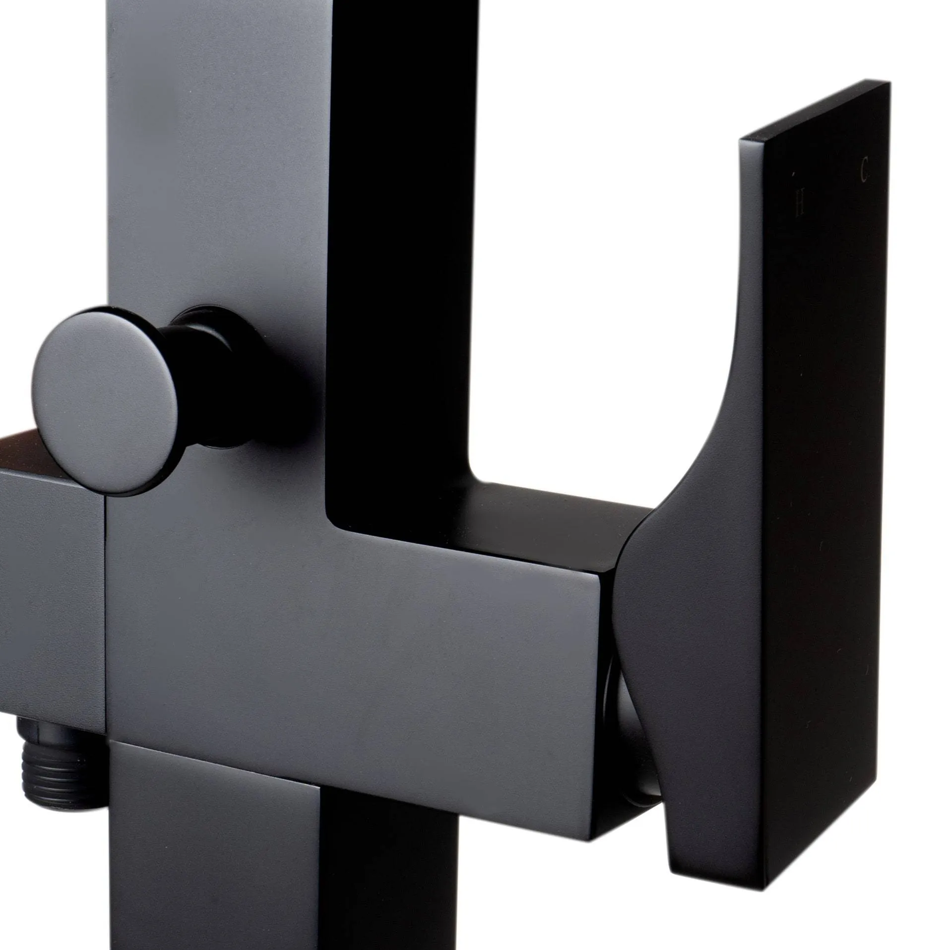 ALFI Brand AB2180-BM Black Matte Single Lever Floor Mounted Tub Filler Mixer with Hand Held Shower Head