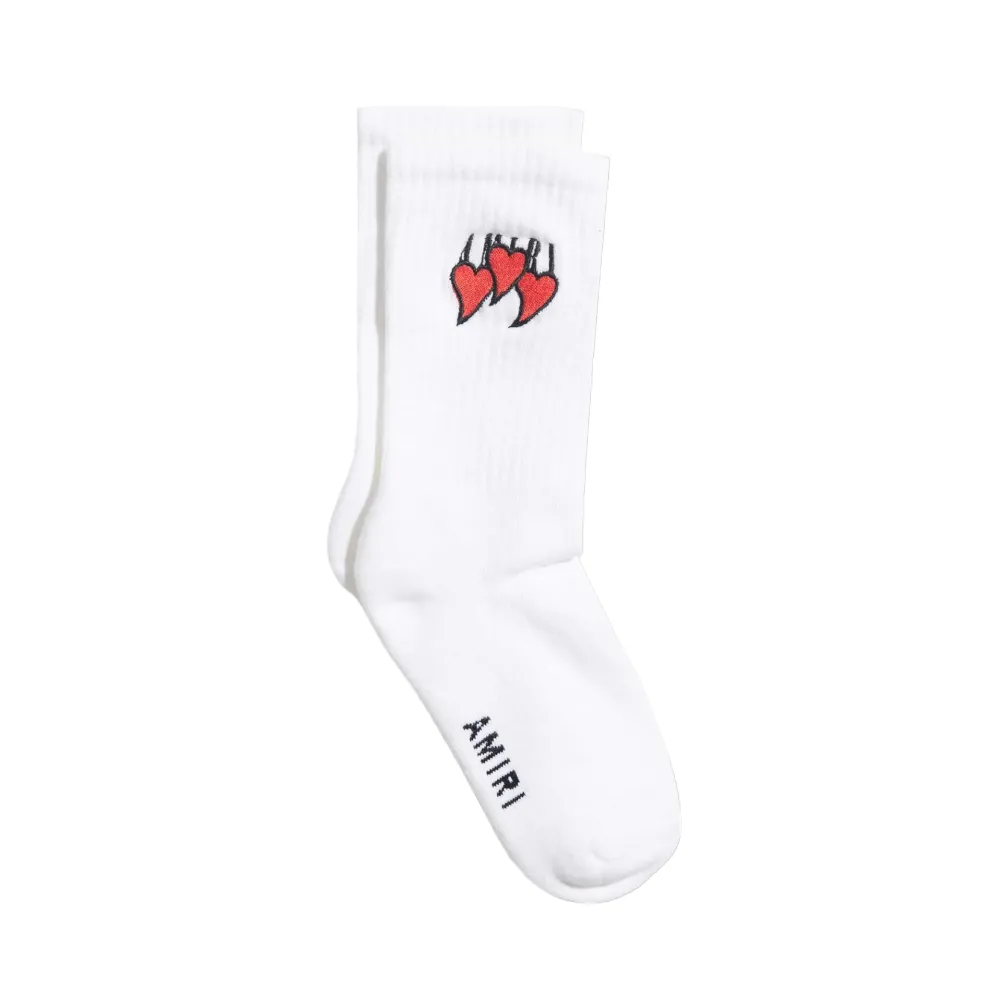 Amiri Embroidered Three Hearts Socks White