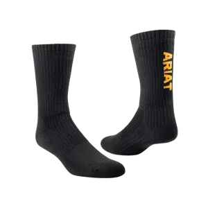 Ariat Men's Premiun Cotton Crew Black Socks