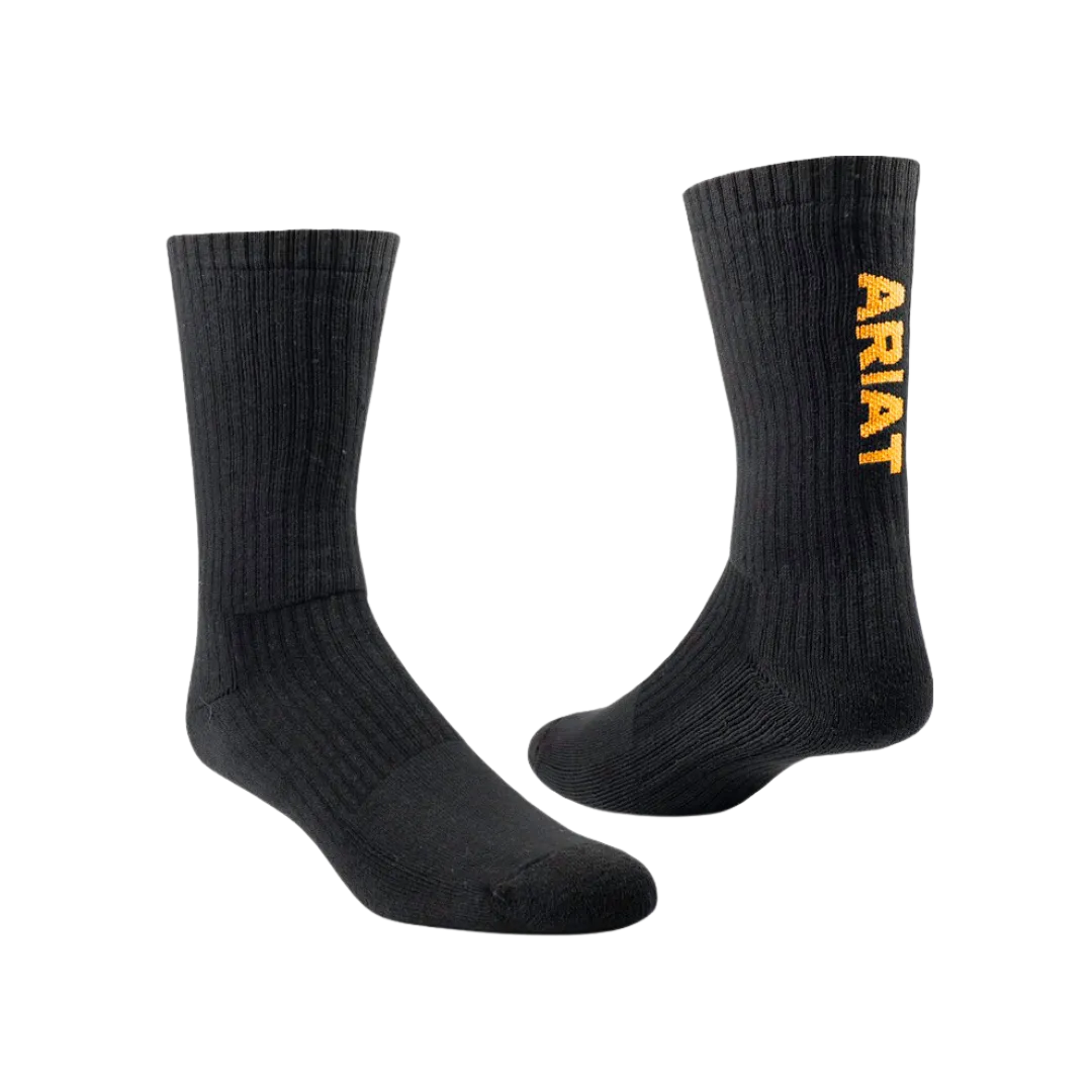 Ariat Men's Premiun Cotton Crew Black Socks