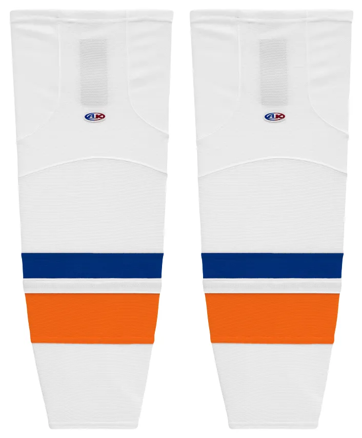 Athletic Knit (AK) HS2100-491 Bridgeport Islanders White Mesh Ice Hockey Socks