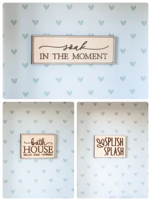Bathroom Wood Wall Signs | Three Styles