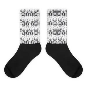 Black & White Beetles Black Foot Socks by Robert Bowen