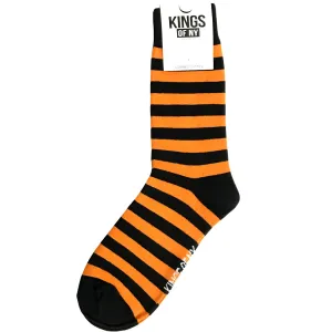 Black And Orange Striped Mens Rugby Socks