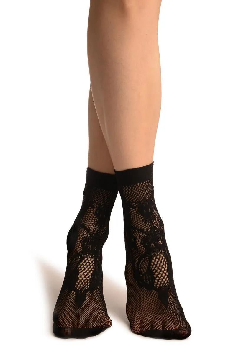 Black Lilly Lace Socks Ankle High