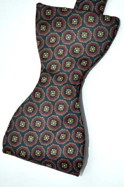Blue and Red Silk Self Tie Bow Tie