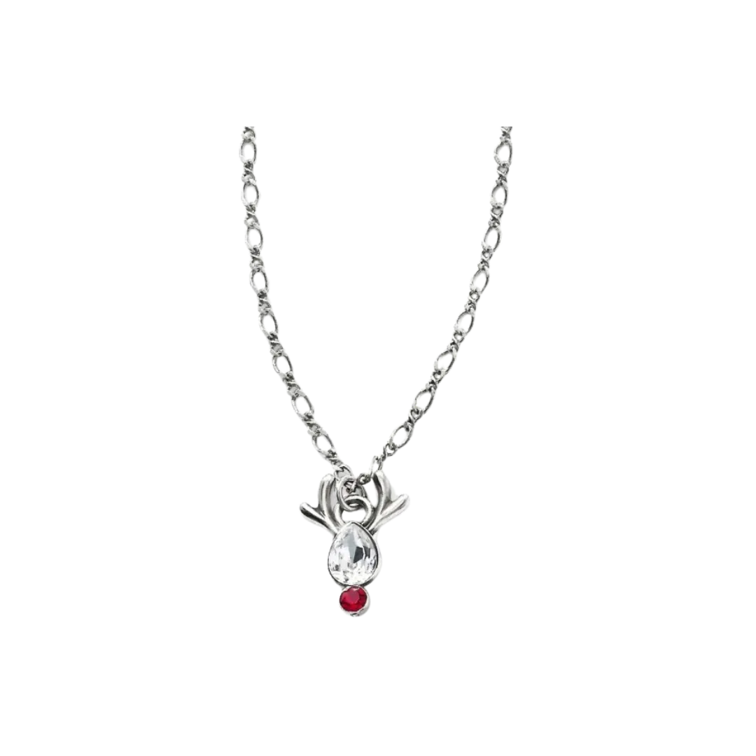 Brighton Women's Reindeer Rock Silver Red Necklace
