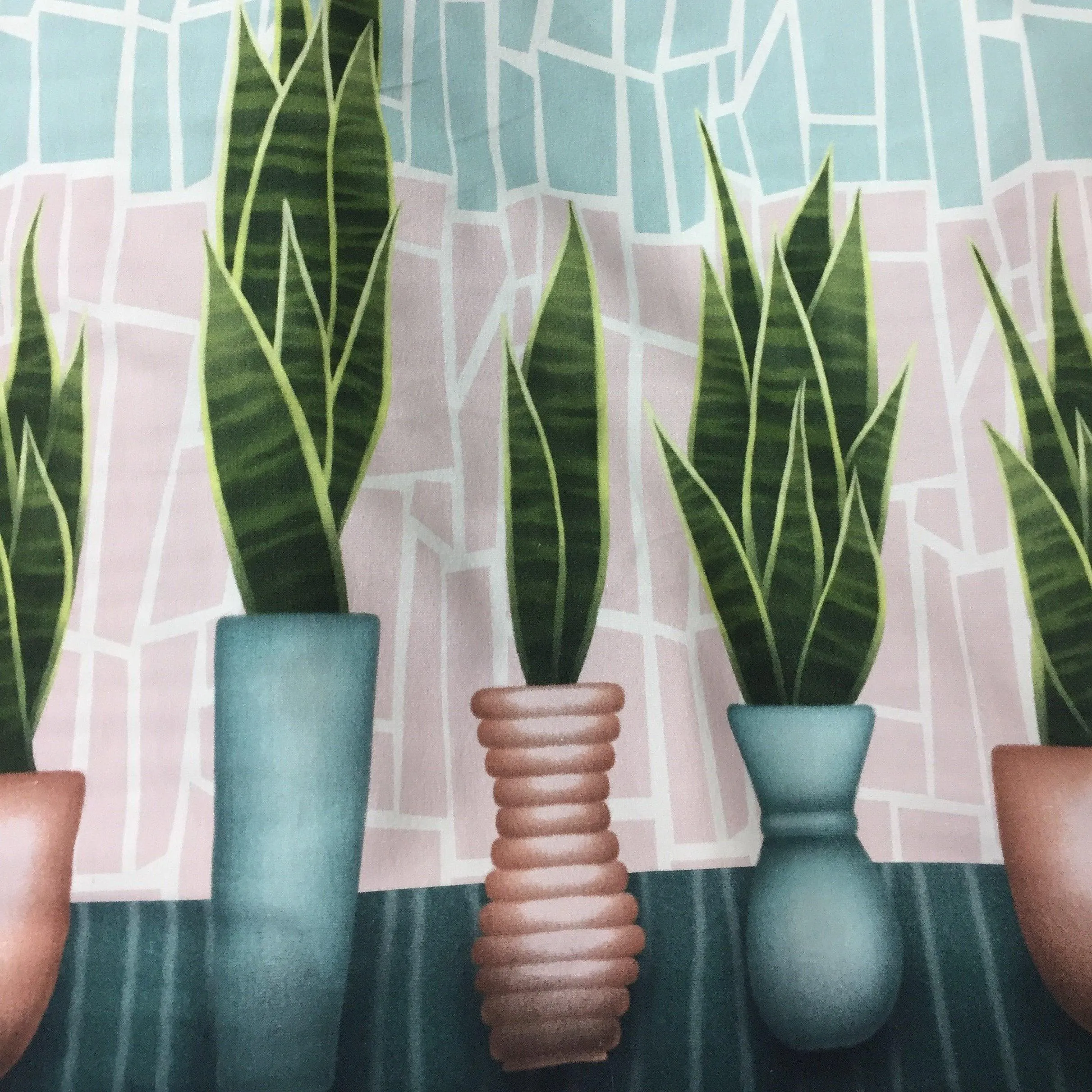 Cactus on Organic Cotton/Spandex Jersey Fabric - 25" x 30" Panel