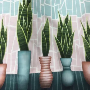 Cactus on Organic Cotton/Spandex Jersey Fabric - 25" x 30" Panel