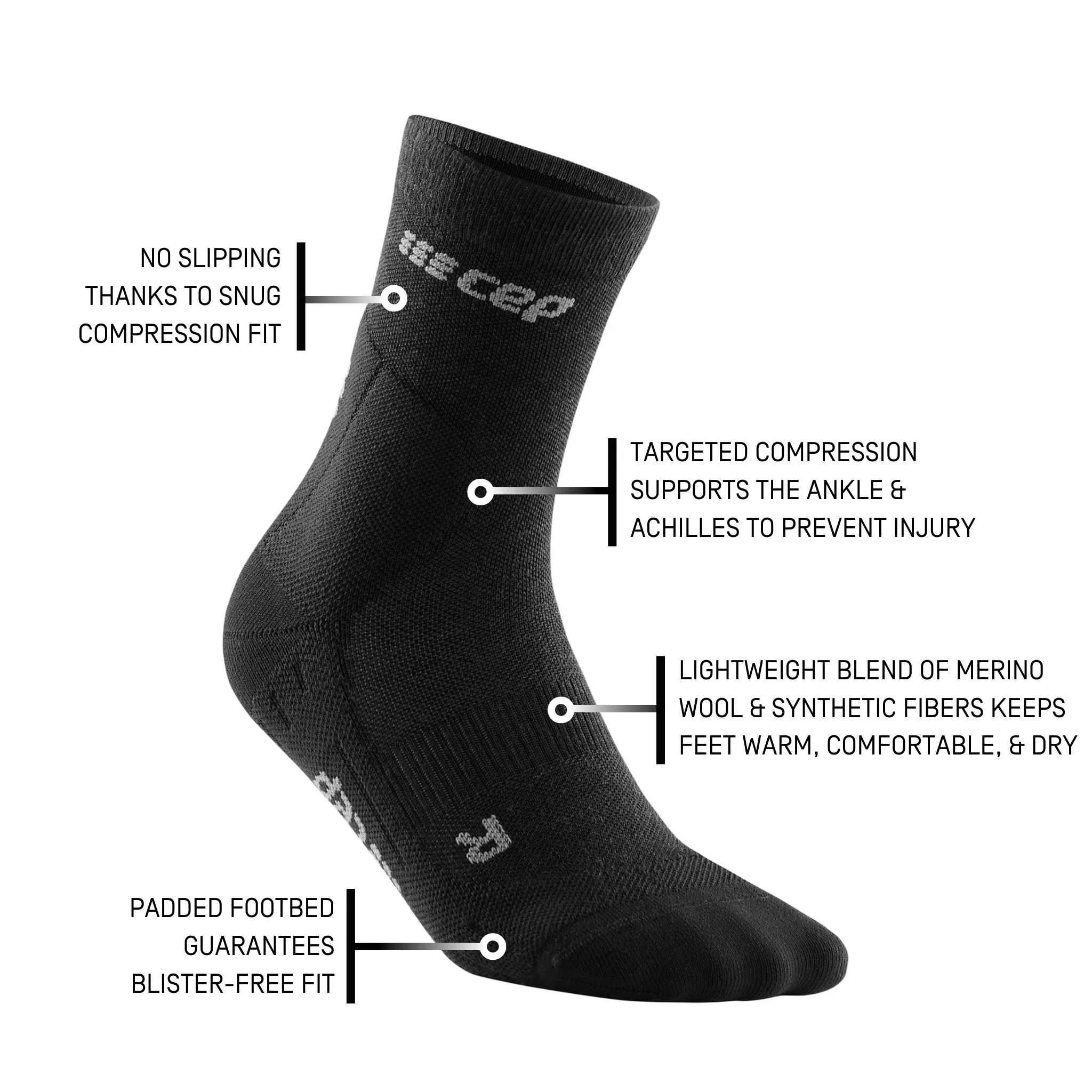 Cold Weather Mid Cut Compression Socks, Men