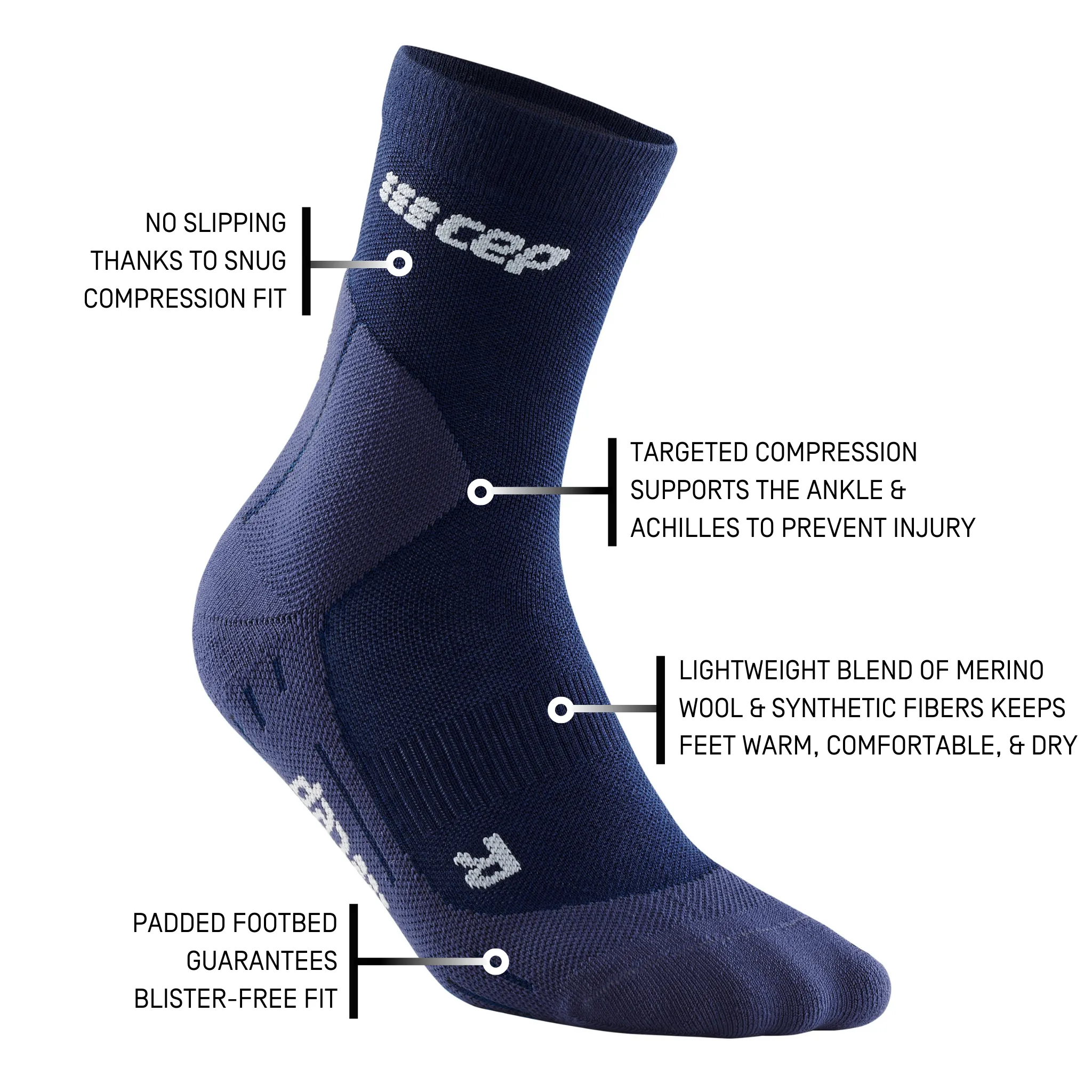 Cold Weather Mid Cut Compression Socks, Men