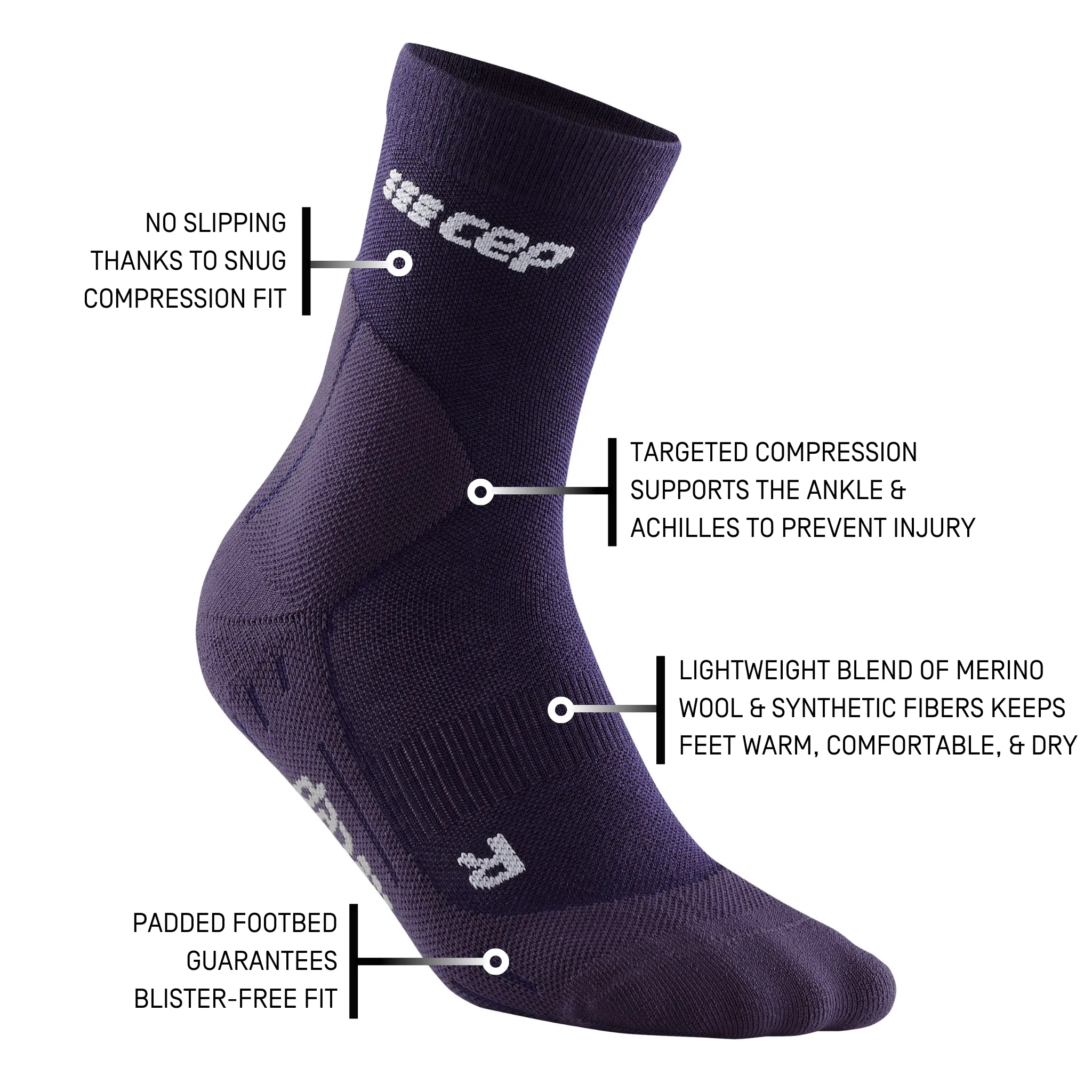 Cold Weather Mid Cut Compression Socks, Men