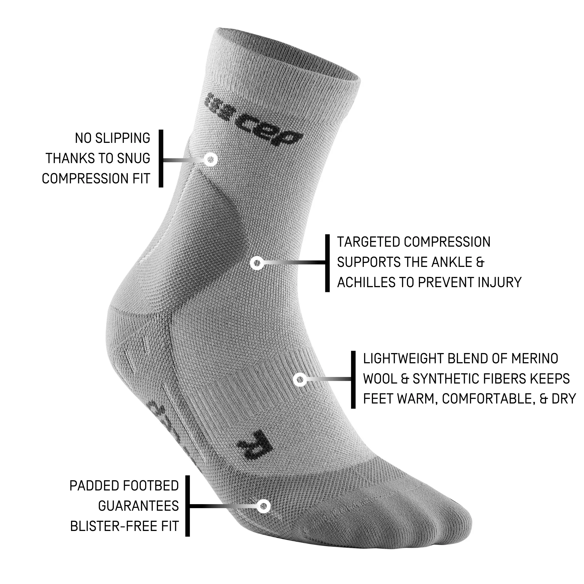 Cold Weather Mid Cut Compression Socks, Men