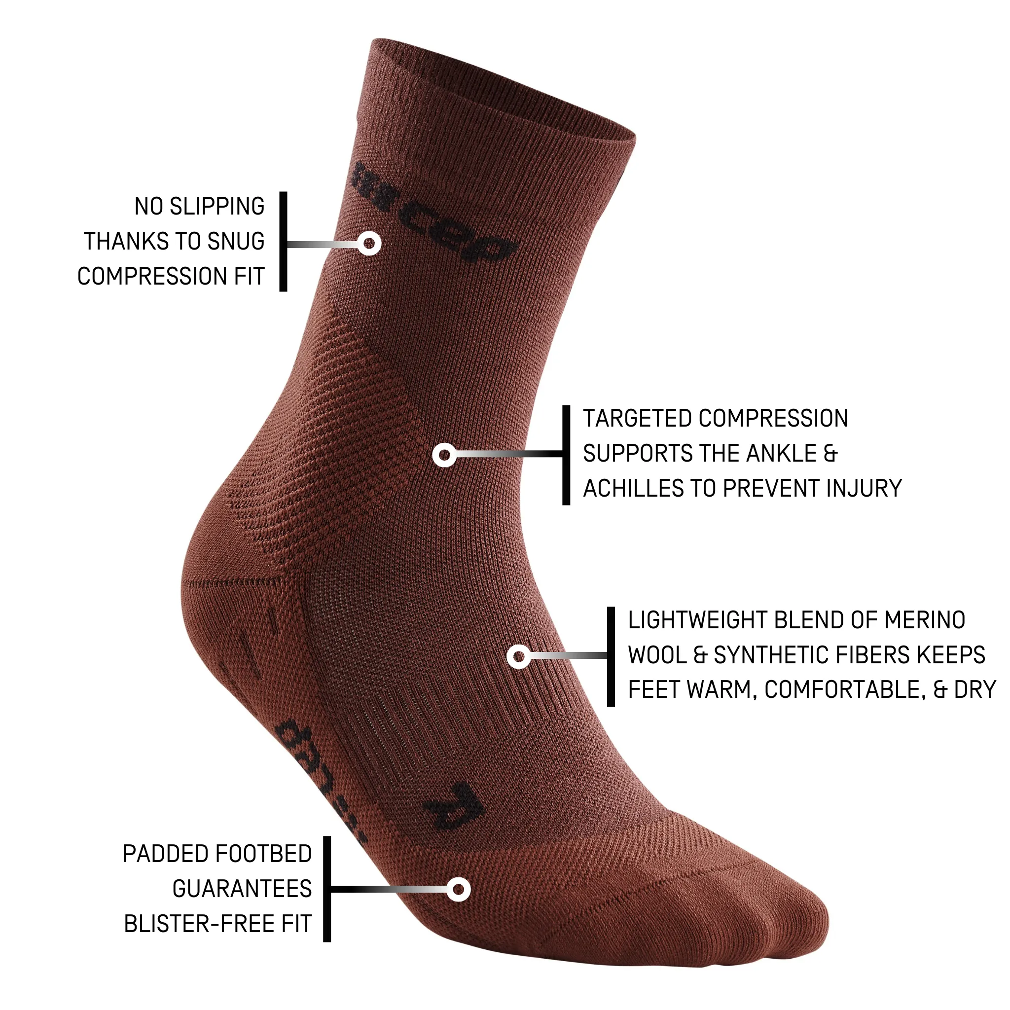 Cold Weather Mid Cut Compression Socks, Men