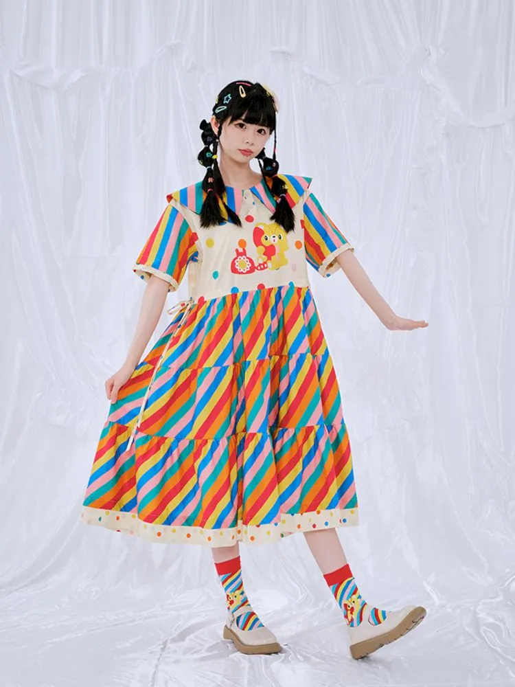 Colourful rainbow day jacquard socks【s0000009095】