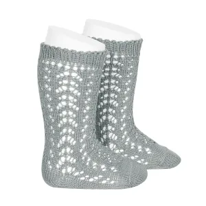 Condor Open Lacework Knee High Socks - Dusty Blue