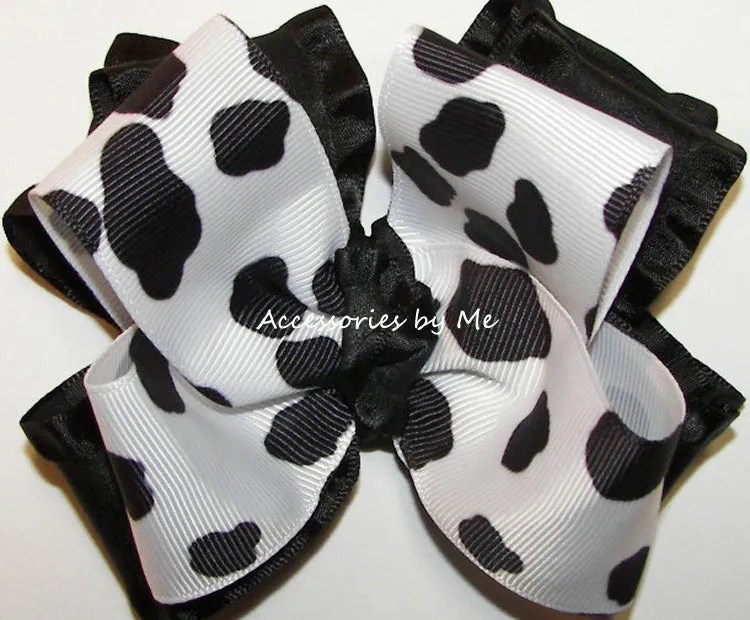 Cow Print Ruffle Bow Socks