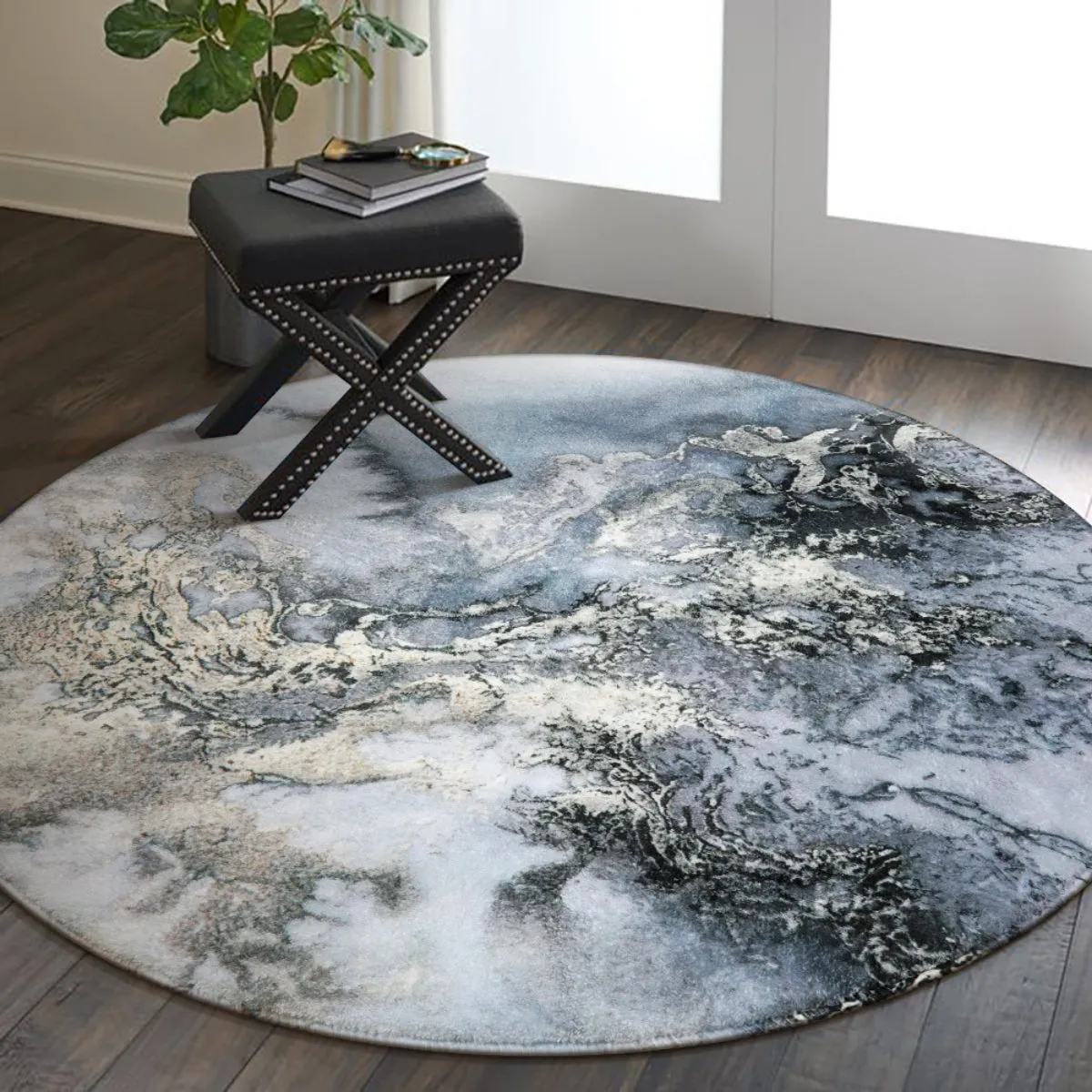 Deniz Marble Ocean Wave Area Rug