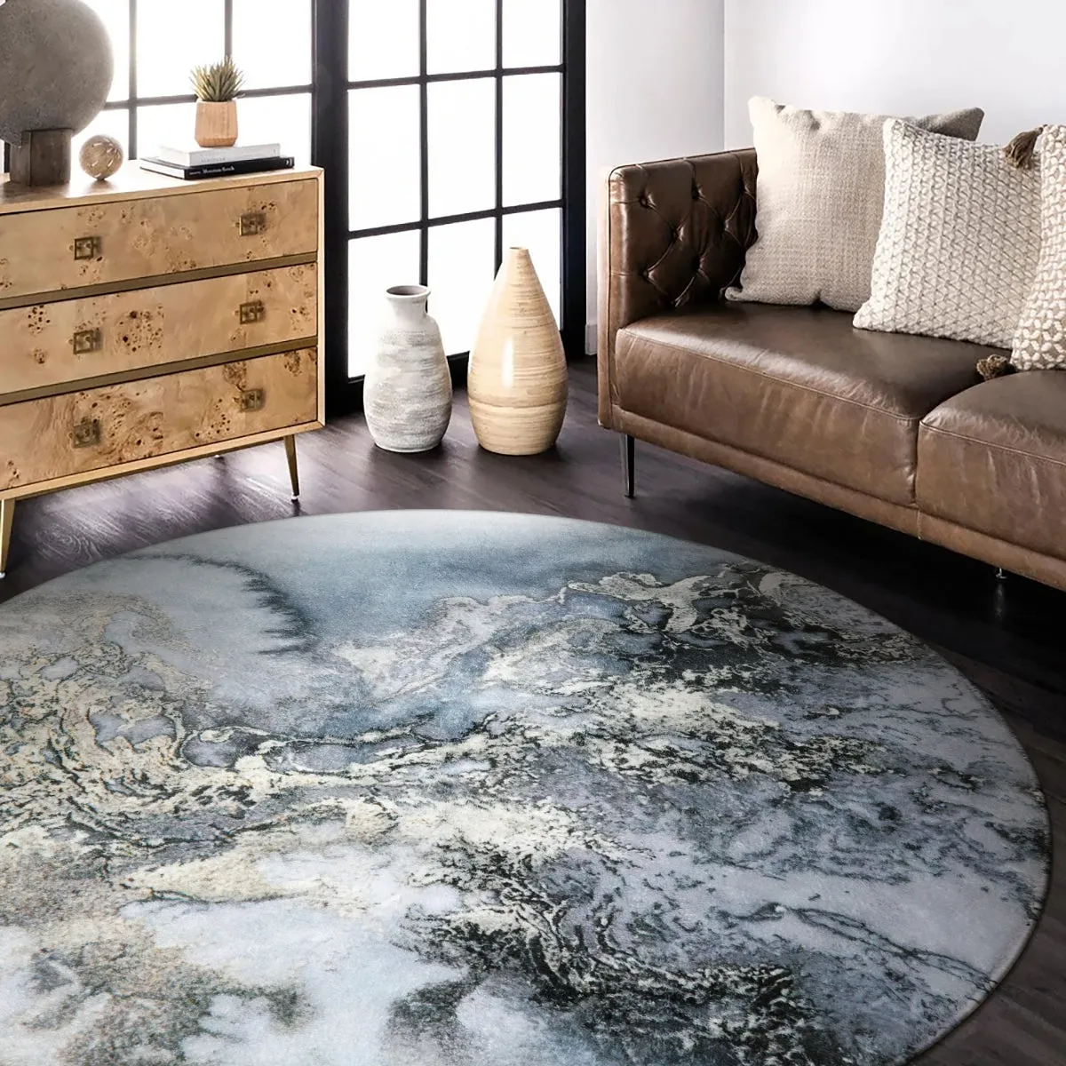 Deniz Marble Ocean Wave Area Rug