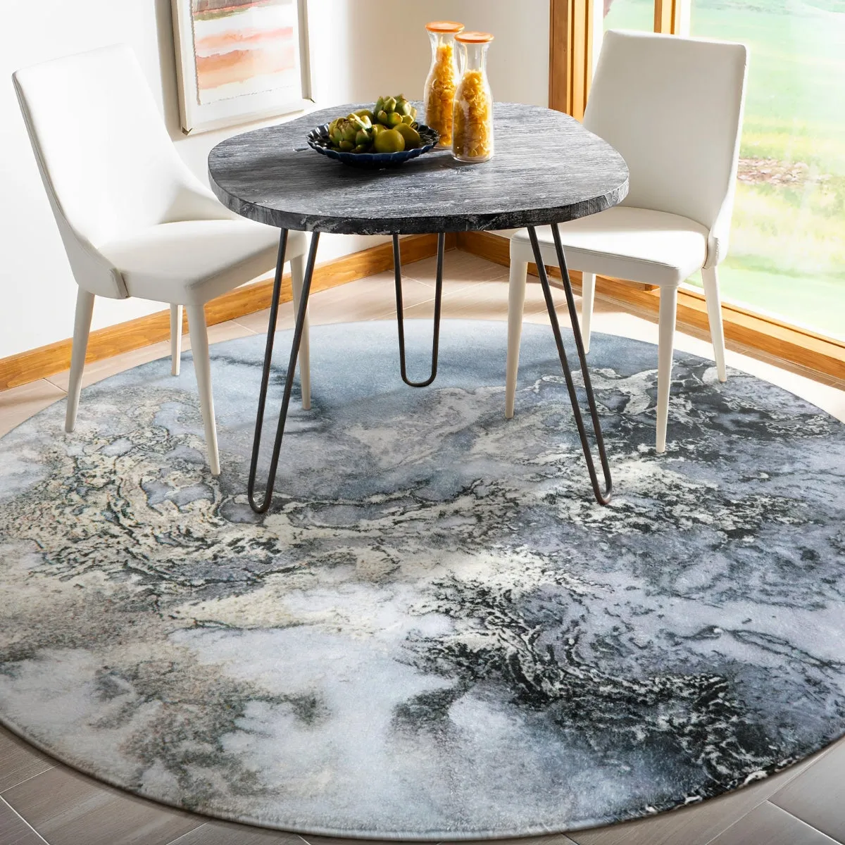 Deniz Marble Ocean Wave Area Rug