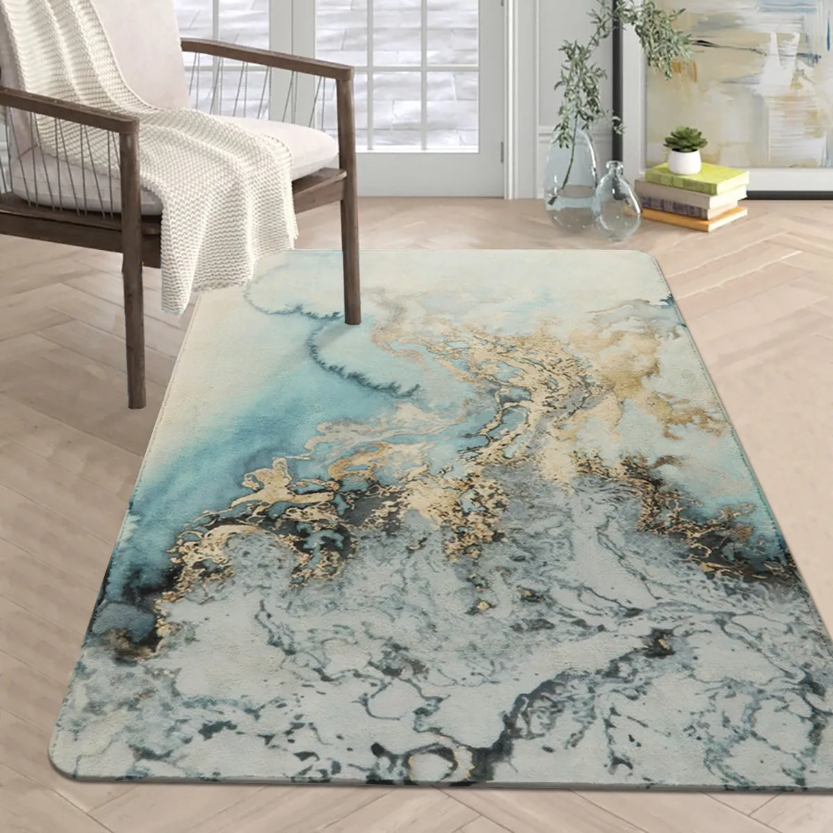 Deniz Marble Ocean Wave Area Rug