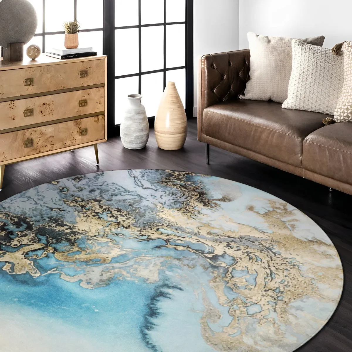 Deniz Marble Ocean Wave Area Rug