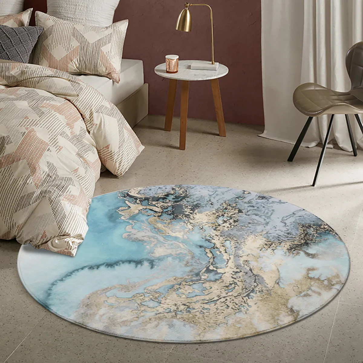 Deniz Marble Ocean Wave Area Rug