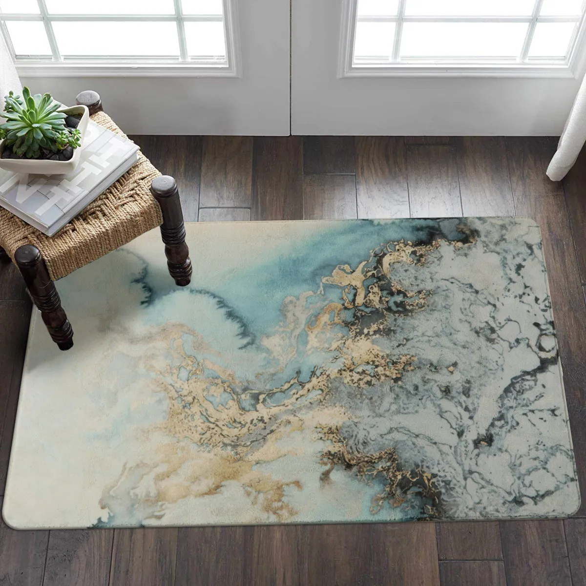 Deniz Marble Ocean Wave Area Rug