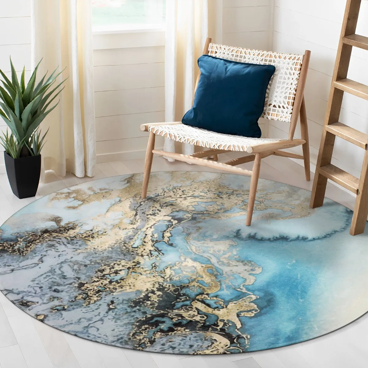 Deniz Marble Ocean Wave Area Rug