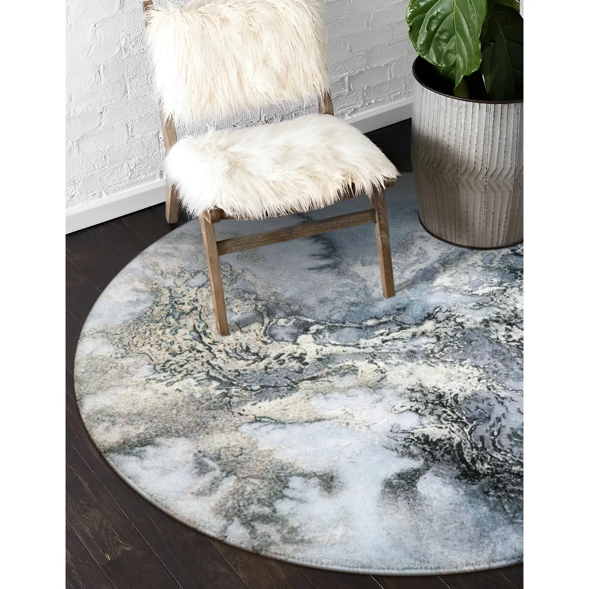 Deniz Marble Ocean Wave Area Rug