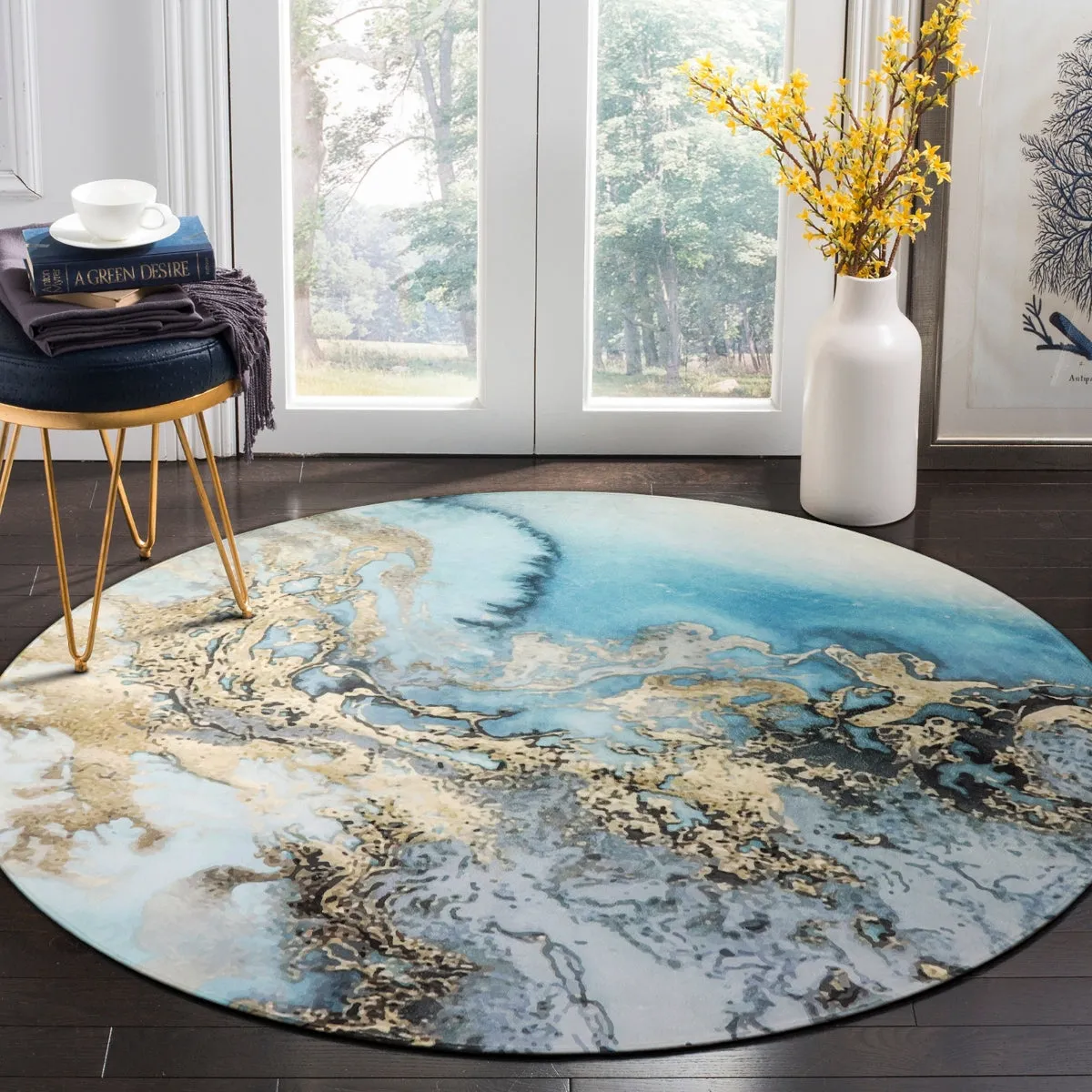Deniz Marble Ocean Wave Area Rug
