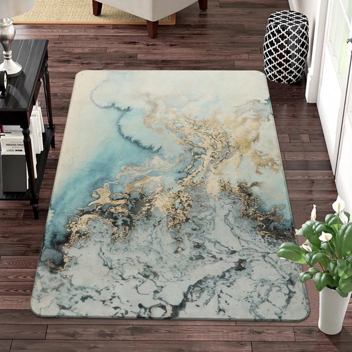 Deniz Marble Ocean Wave Area Rug