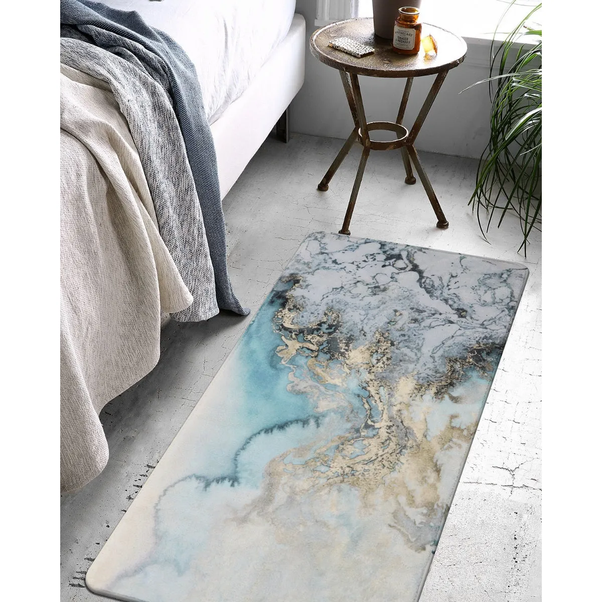 Deniz Marble Ocean Wave Area Rug