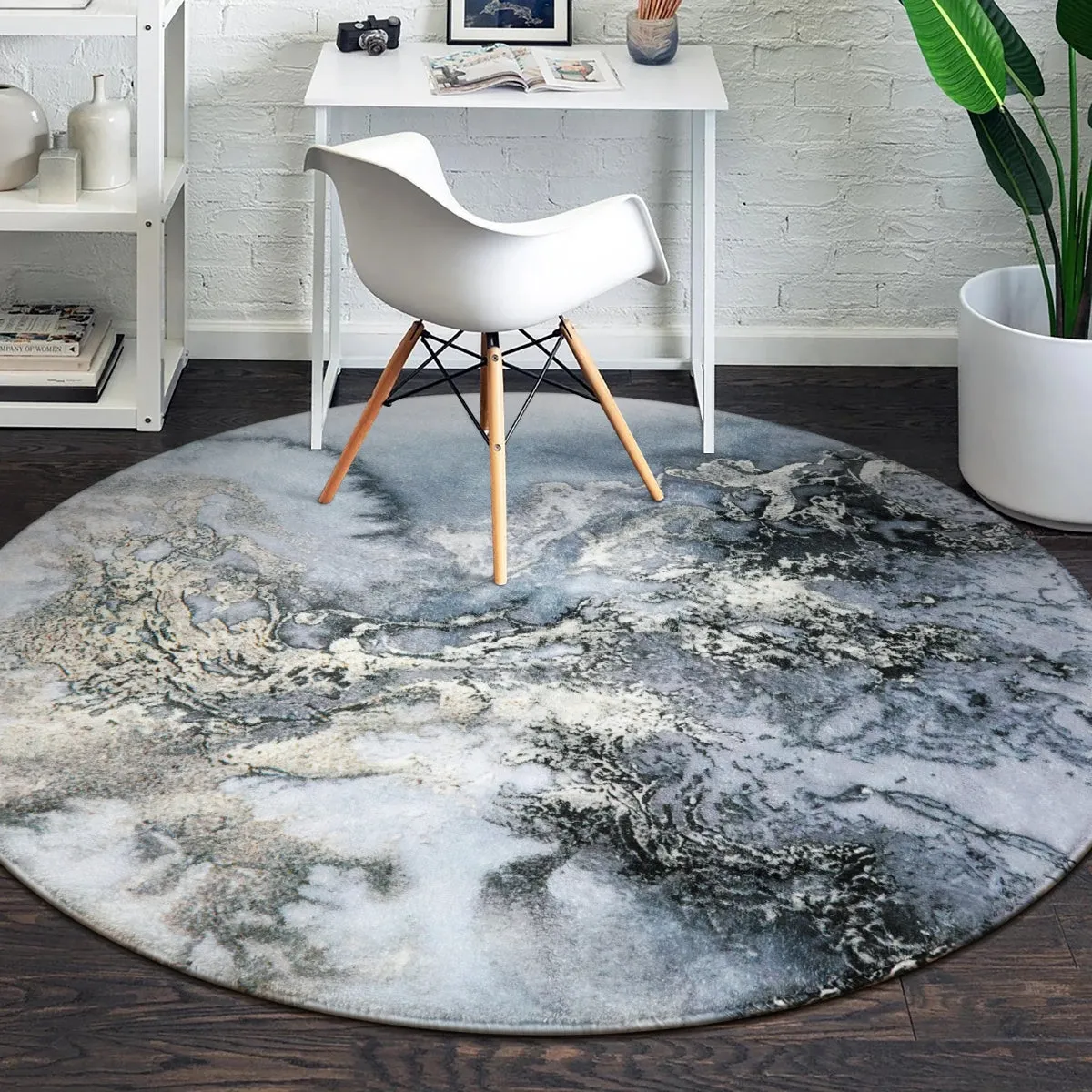 Deniz Marble Ocean Wave Area Rug