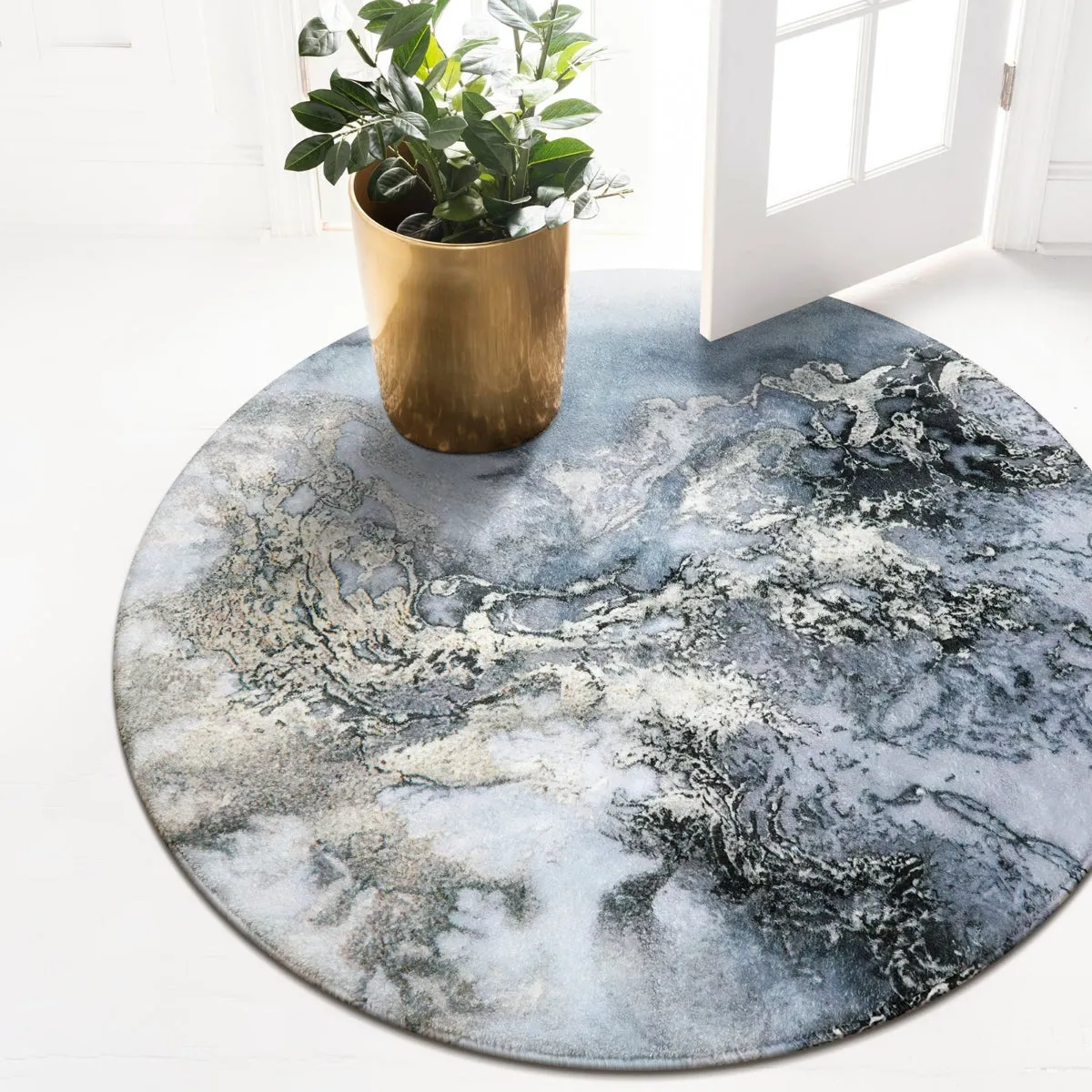 Deniz Marble Ocean Wave Area Rug