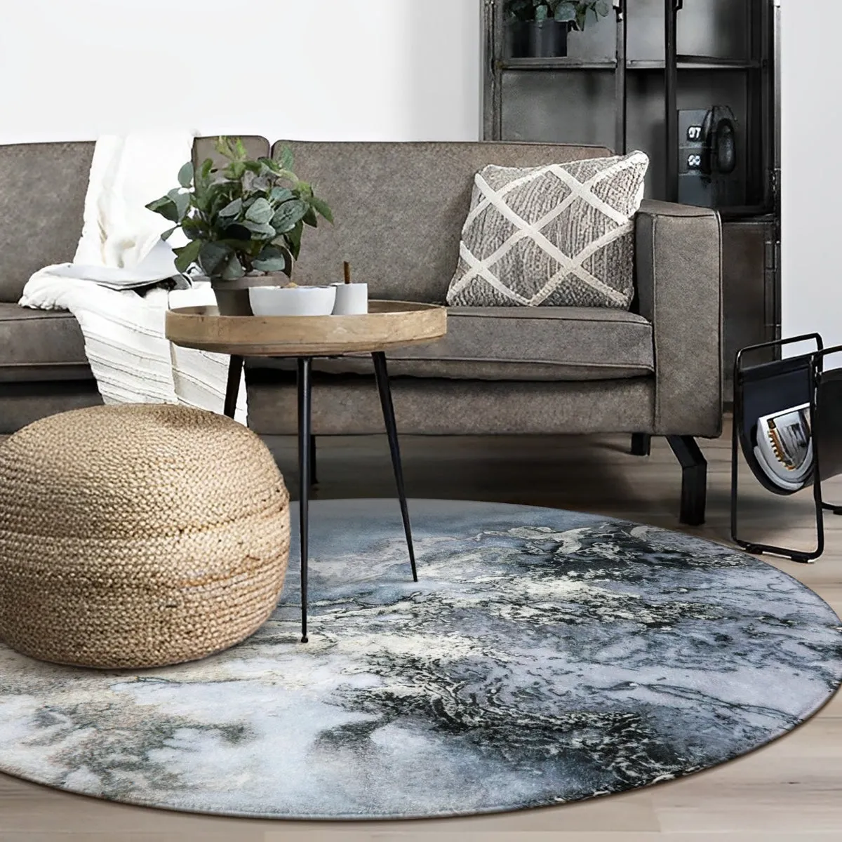 Deniz Marble Ocean Wave Area Rug