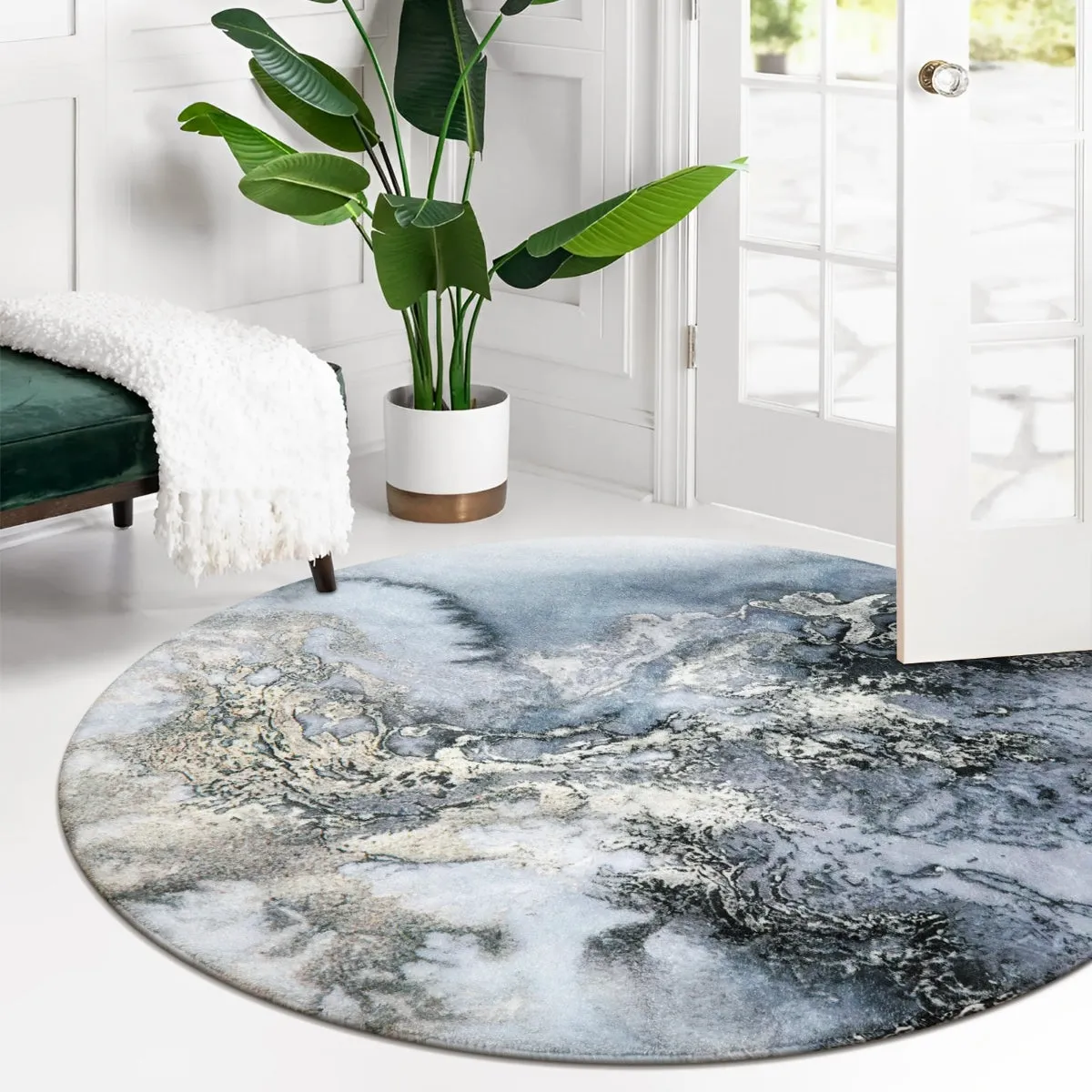 Deniz Marble Ocean Wave Area Rug