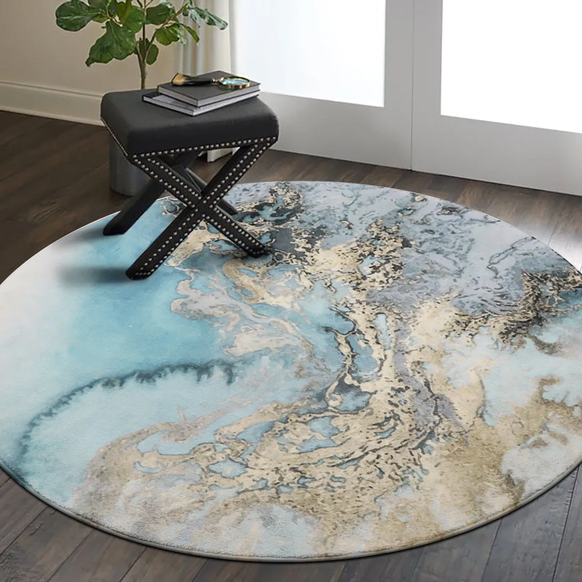 Deniz Marble Ocean Wave Area Rug