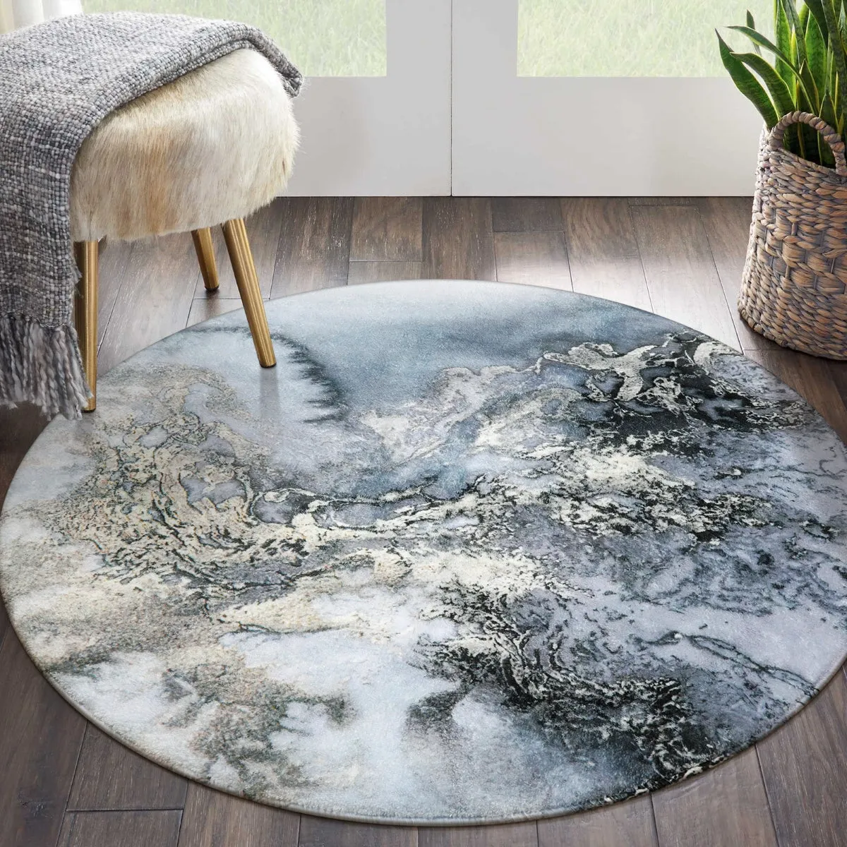 Deniz Marble Ocean Wave Area Rug