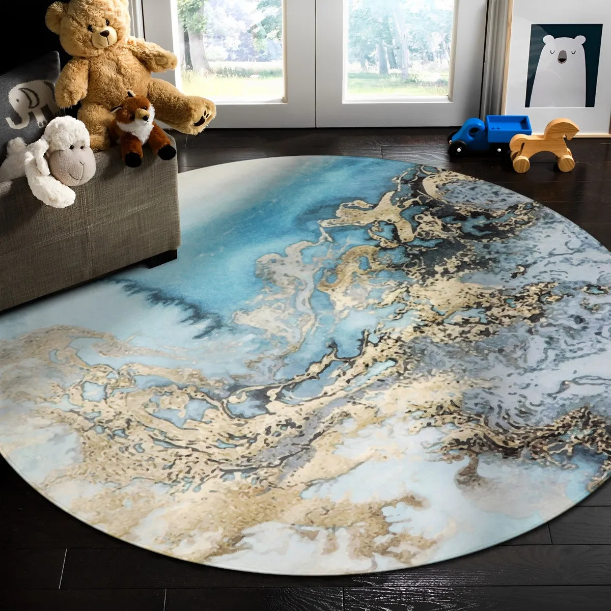 Deniz Marble Ocean Wave Area Rug