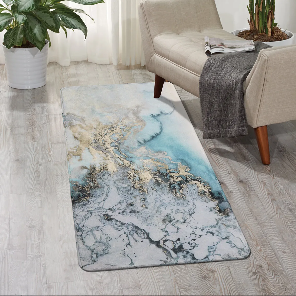 Deniz Marble Ocean Wave Area Rug