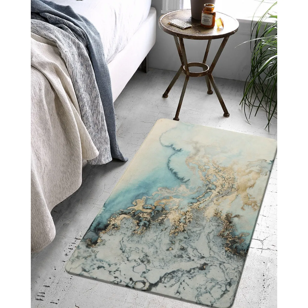 Deniz Marble Ocean Wave Area Rug