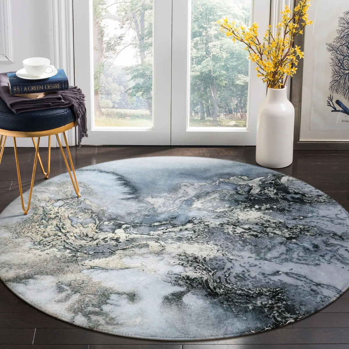 Deniz Marble Ocean Wave Area Rug