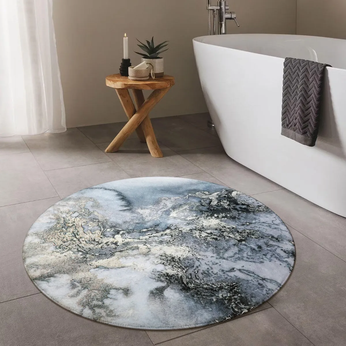 Deniz Marble Ocean Wave Area Rug