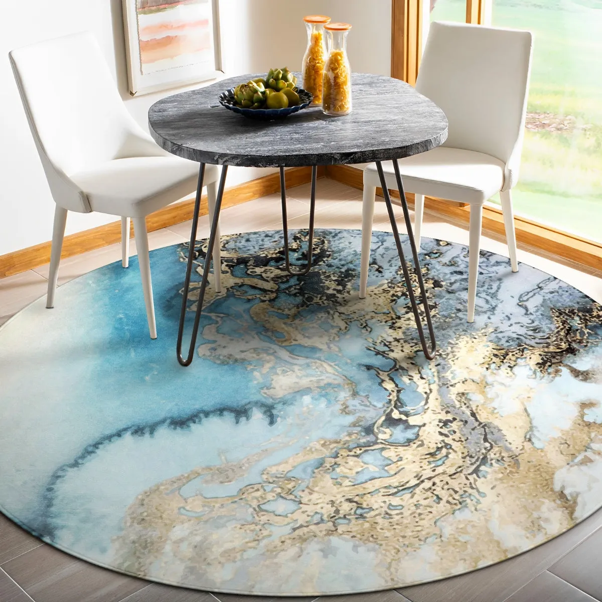 Deniz Marble Ocean Wave Area Rug